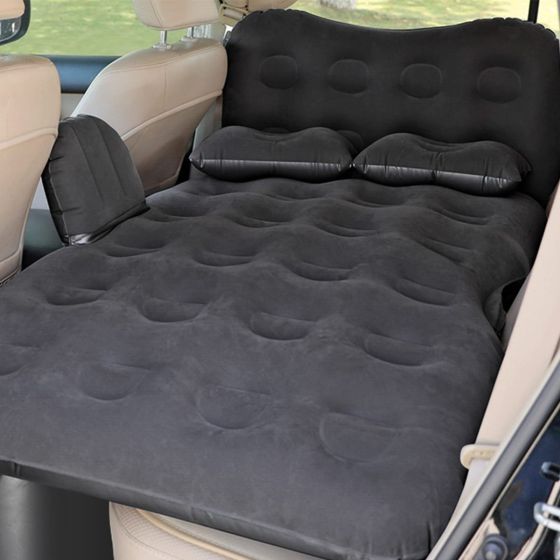 Allextreme M1 Multifunctional Inflatable Car Bed Mattress Universal Car Back Seat Travel Air Inflation with Two Air Pillows, Car Air Pump and Repair Kit (Black)