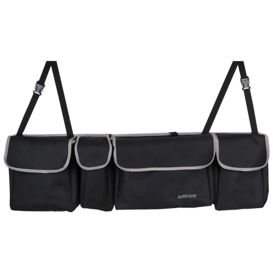 Allextreme Nylon It-09 Trunk Organizer Backseat Large Anti-Slip Storage Hanging Utility Tool Space Saver Bag For Cars, Suvs & Trucks (Black)