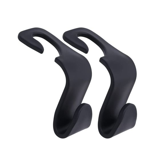 Allextreme EXHO01 Car Backseat Headrest Hook/Hanger Universal Durable Car Organiser Space Saver for Handbag, Wallets, Grocery Bags (Black, Pack of 2)