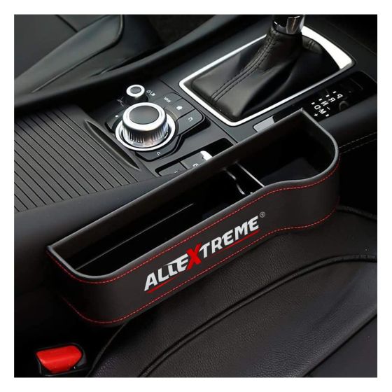 Allextreme EXSO01 Car Seat Gap Filler Leather PU Car Console Side Storage Organizer Seat Pockets Catch Caddy/Card Mobile Holder Storage Box (Black, 1 PC)