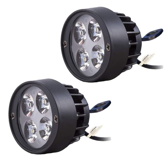 Allextreme EX4FHW2 4 LED Round Fog Light 7/8 Inch Handlebar Mirror Mount Driving Head Lamp with Mounting Brackets for Cars and Motorcycle (12W, White Light, 2 PCS)
