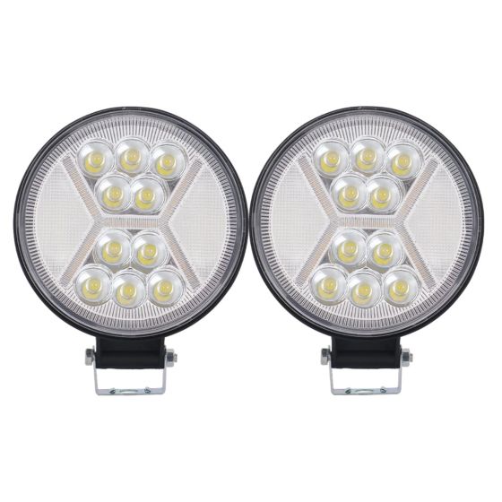 Allextreme EXFL02 10 LED Round Fog Light Waterproof Flood Lamp with Mounting Brackets for Truck, Jeeps & Cars (White & Yellow Light, 2 PCs)