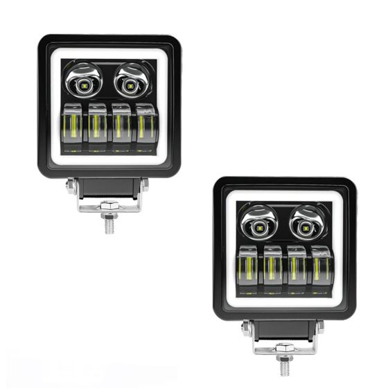 Allextreme EX27VF2 6 LED Headlight Lamp Universal Waterproof Off Road Driving CREE LED Fog Light with Mounting Brackets for Bike and Cars (27W, Blue & White, Pack of 2)