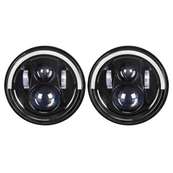 Allextreme 7-Inch Round H4 H13 LED Halogen Headlight with DRL High/Low Beam Turn Signal Angel Eyes for Jeep Wrangler Motorcycles & Cars (Pack of 2, Amber/White)
