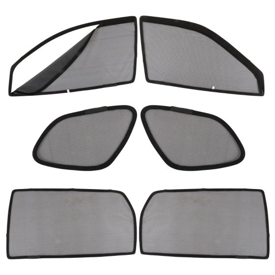 AllExtreme EXCBMH6 Car Blind Breathable Sun Shades for Front/Rear & Quarter Glass Mesh Curtain Glare Reduction Net Pullover UV Protection Compatible with MG Hector (Black, Pack of 6)