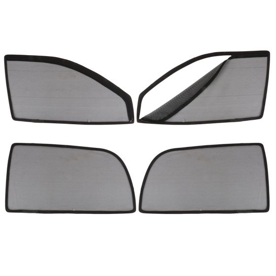 AllExtreme EXCBHS8 Car Blind Breathable Sun Shades for Front & Rear Glass Mesh Curtain Glare Reduction Net Pullover UV Protection Compatible with Hyundai Santro (Black, Pack of 4)