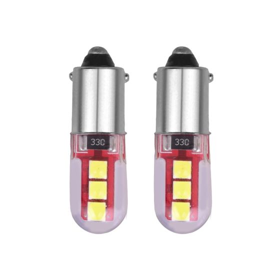 Allextreme EXLB005 BA9S LED Parking Light Super Bright White 6 SMD Car Interior License Plate Wedge Dome Trunk Dashboard Bulb for Car Bike and Motorcycle (White, 2 Pcs)