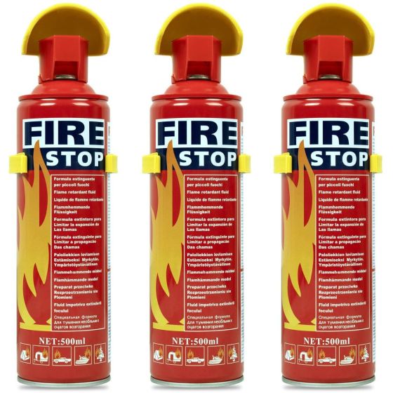 AllExtreme EXEFAP3 All Purpose Fire Extinguisher Classes ABCK Gasoline, Kitchen Grease Oil and Fats, Electric and Wood Fires for Home Apartment Office Boat Car Bike (500ml, Pack of 3)