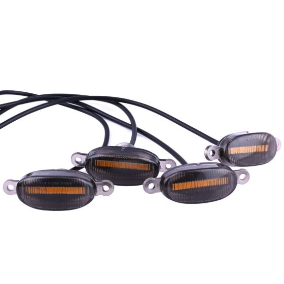 Allextreme EX4CG9L Car Grille Led Lamp Front Bumper Warning Insert Lights DRL Vehicle Accessory Compatible with Cars, Trucks, SUV (4 pcs, Yellow)