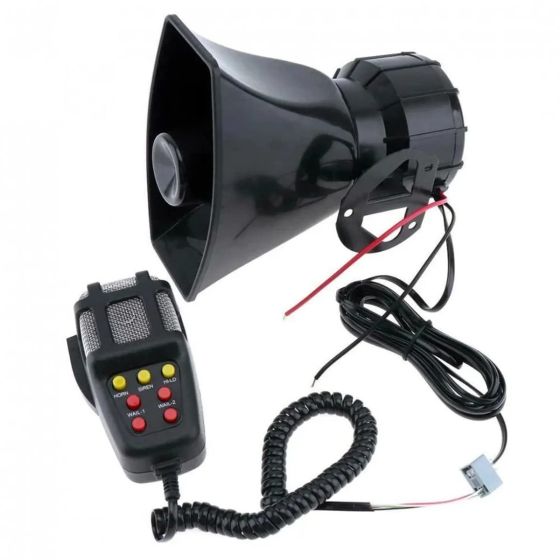 AllExtreme EXBE-100W Warning Alarm Electric Horn Car Emergency Siren 7 Sound PA Loudspeaker System with Handheld Microphone Amplifier