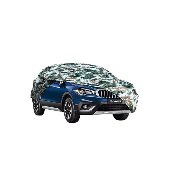 AllExtreme HAS5007 100% Tested Waterproof Car Body Cover Compatible with Maruti Suzuki S-Cross Triple Stitched UV Heat Resistant Indoor Outdoor Body Protection (Army Print with Mirror)