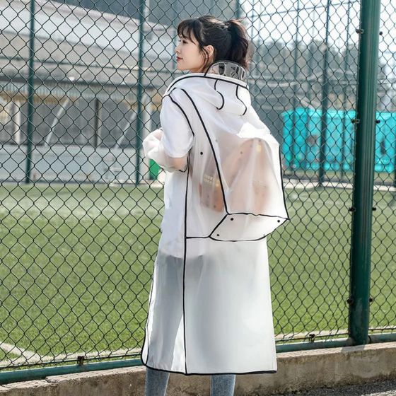 AllExtreme EVA Raincoats Transparent Reusable Water Resistant with Hood and Sleeves for Women Men Camping Rainy Season Travel Backpack Coverage (EXM2-BL-L)