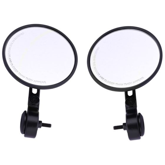 AllExtreme EXRSM01 Convex Rearview Bar End Mirror Round Cafe Racer Universal Fit Adjustable Handlebar Mount Wide Angle Suitable for Bikes Scooters (Black, 1 Set)