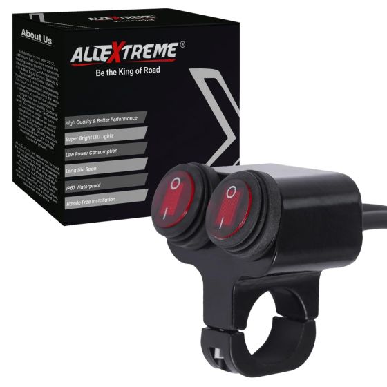 AllExtreme EXNPE30 Motorcycle Handlebar Dual Button 7/8 inch Switch Control for Headlight Fog Light Horn All Bike Models Motorcycle