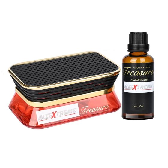 AllExtreme Treasure Car Perfume Diffuser with Essential Oil Dashboard Vent Liquid Clip Freshener Starter Kit- Violet, Pack of 1