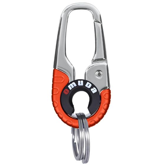 Allextreme 3755A Belt Hook Locking Keychain Stainless Steel Heavy Duty Keyring with 2 rings for Car Bike (Pack of 1, Orange)