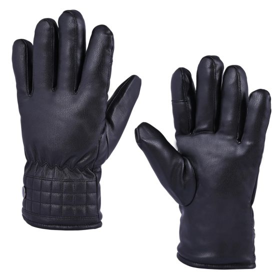 Allextreme Winter Riding Gloves Synthetic Leather Full Finger Warm Mittens for Motorbike Racing Biking Climbing Cold Weather Protection (L, Black)