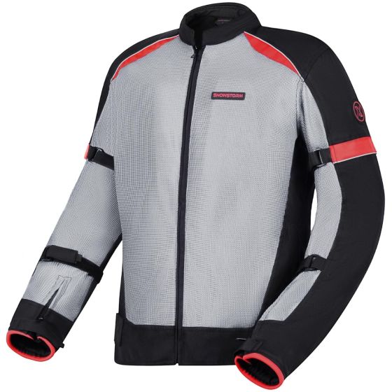 Allextreme SNOWSTORM Bike Riding Jacket CE Level 2 Certified Armour Protector Back Elbows Shoulders Protection Mesh Fabric Motorcycle Rider Gear for Bikers (3XL, Black & Red)