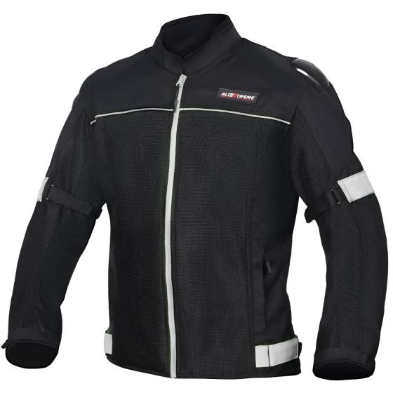Allextreme TRIPPER Bike Riding Jacket Windproof Biker Mesh Fabric Armour Back Elbows Shoulders Protection Racer Motorcycle Gear Protector for Men (S, Grey & Black)