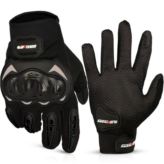 Allextreme Probiker Full Finger Riding Gloves with Hard Knuckle Shells for Motorbike Racing Biking Climbing (XXL, Black)