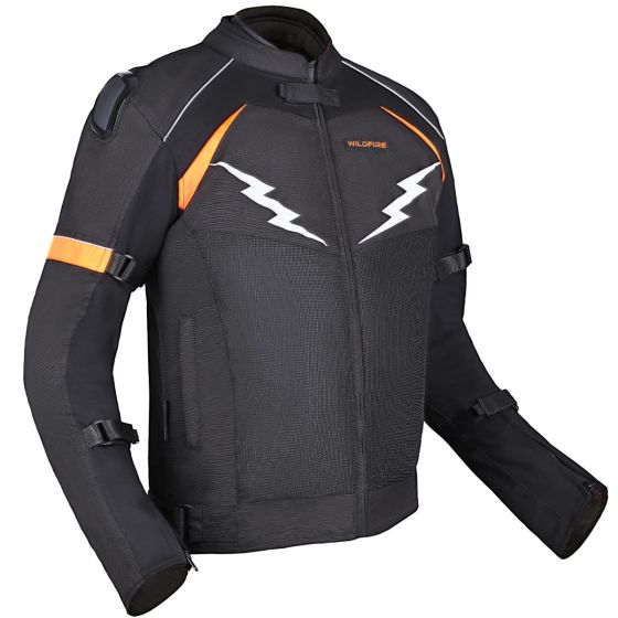 Allextreme WILDFIRE Bike Riding Jacket CE Level 2 Certified Armour Protector Back Elbows Shoulders Protection Mesh Fabric Motorcycle Rider Gear for Bikers (4XL, Black/Neon Orange)