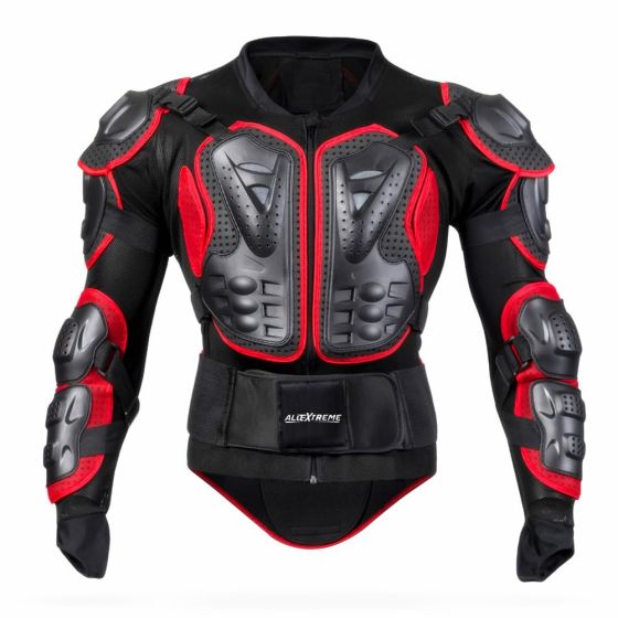 AllExtreme ARBA002 Full Body Armor Jacket Spine Chest Protection Gear Motocross Protector for Motorcycling Biking Riding - (Red, Size - XXXL)
