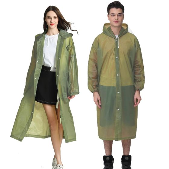 Allextreme EVA Waterproof Rain Coat Hooded Outdoor Water Resistant Suit Portable Men and Women (1 Pc, Olive Green)