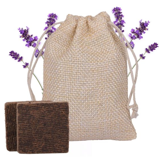Allextreme Hanging Wood Jute Bag Car Perfume Scent - Lyrical Lavender Fragrance for 30 Days Diffuser Interior Car-Accessories Air Freshener with Essential Oil Aroma (Set of 1, 40g)