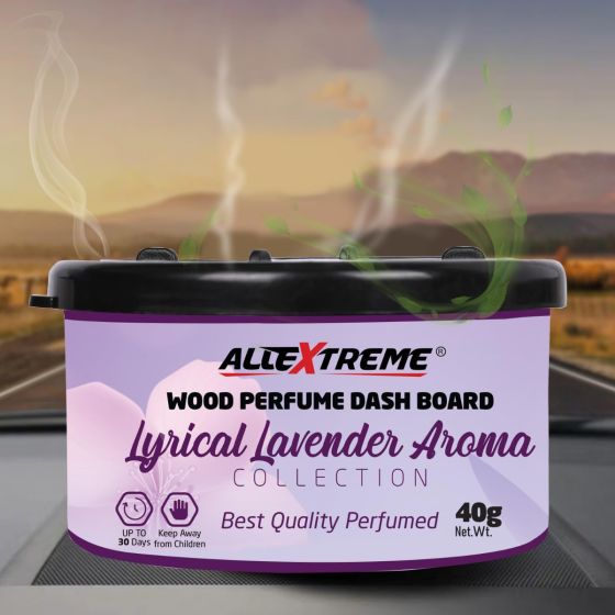 Allextreme Dashboard Wood Car Perfume Diffuser Scent - Lyrical Lavender Fragrance for 30 Days Interior Car-Accessories Air Freshener with Essential Oil Aroma (Set of 1, 40 g)