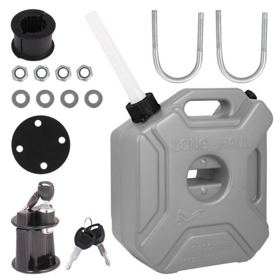 Allextreme 5L Jerry Can 1.3 Gallon Temperature Resistant UTV Gas Cans with Spout System and Lock Antistatic Portable Fuel Container for Bike ATV Car (Silver, Pack of 1)