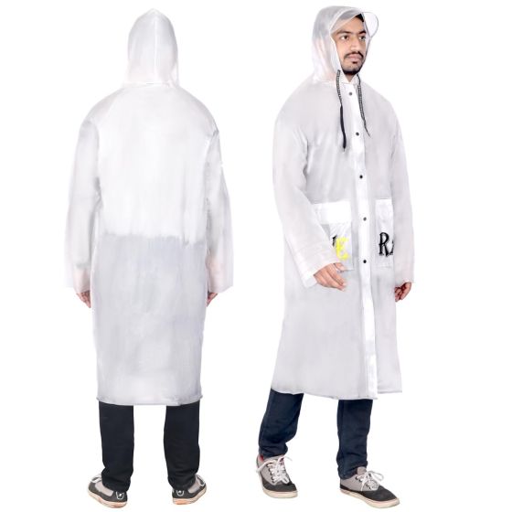 Allextreme EVA Raincoats Transparent Reusable Water Resistant with Hood and Sleeves for Women Men Camping Rainy Season Travel (ALX-UK07)