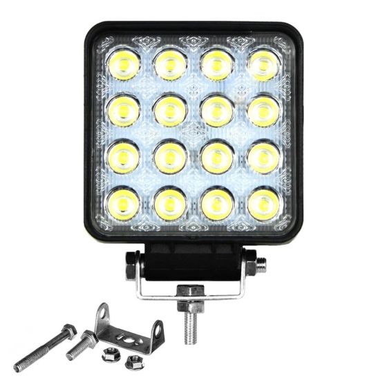 Allextreme CYT 16 LED Square Focus Beam Light 48W 12V DC Waterproof Fog Pod Driving Spot Head Lamp Off-Roading Lights Universal For All Bikes and Cars (Set of 1)