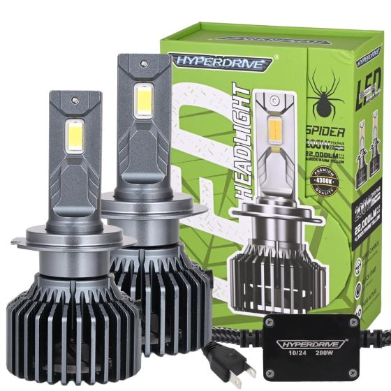 Allextreme Hyperdrive H7 200W LED Headlight Conversion Kit with 22000LM Ultra Bright Beam Fog Light Chip IP68 Waterproof Easy Install 4300K Car Headlamp Bulbs for Automobiles (2Pcs, Warm Yellow)