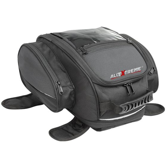 Allextreme Magnetic Tank Bag for Bike Universal Fit Motorcycle Storage with Rain Cover, Strong Magnets & Multi-Pocket Design Travel Riding Gear for Daily Commute, Touring & Camping (28L, Black)