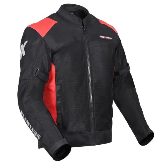 Allextreme FLAWLESS Unisex Riding Jacket CE Level 2 Certified Mesh Fabric Back Shoulder & Elbow Protection Guard and Reflective Stickers Motorcycle Rider Gear for Bikers (XXL, Red & Black)