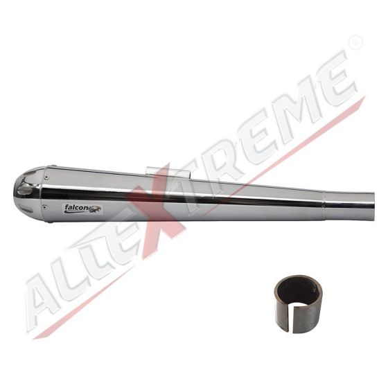 AllExtreme EX120 Megaphone Silencer Exhaust with Glasswool for BS3 and BS4 All Models Royal Enfield Bullet Electra Standard Classic 350cc and 500cc (Bush Included, Chrome)