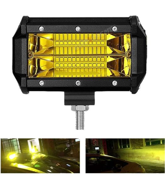 Allextreme EX7IY1P 7 Inch CREE Led Fog Light 24 LED Waterproof Cube Pod Spot Lamp with Mounting Brackets for Cars and Motorcycle (72W, Yellow Light, 1 PC)