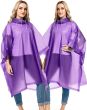 AllExtreme EVA Poncho Raincoat Transparent Hooded Water Resistant Rain Jacket with Sleeves for Women Men (Purple)