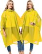 AllExtreme EVA Poncho Raincoat Transparent Hooded Water Resistant Rain Jacket with Sleeves for Women Men (Yellow)