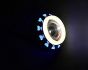 Allextreme EPLH07 High Intensity Led Projector Lamp Dual Heart Ring COB LED Headlight with Hi/Low Beam and Flasher Function for All Bikes (15W, Blue White & Red)