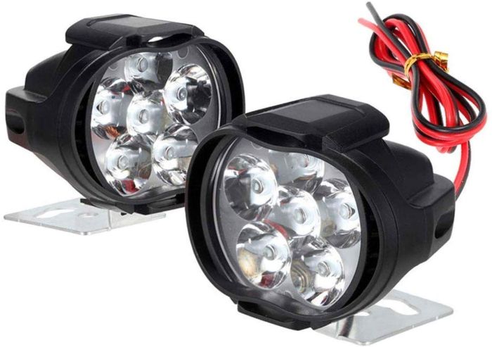 Allextreme EX6F3S2 Imported 6 LED Fog Light Waterproof Pod Driving Spot Head Lamp for Bikes Cars and Motorcycle (10W, White Light, 2 PCS, 6 Months Warranty)