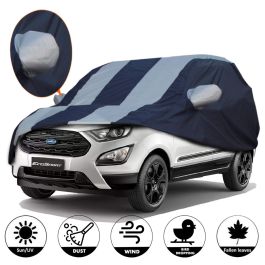AllExtreme FE7005 Car Body Cover for Ford EcoSport Custom Fit Dust UV Heat  Resistant for Indoor Outdoor SUV Protection (Blue & Silver with Mirror)